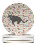 Chartreux #1 Cat Christmas Large Sandstone Coasters Pack of 4