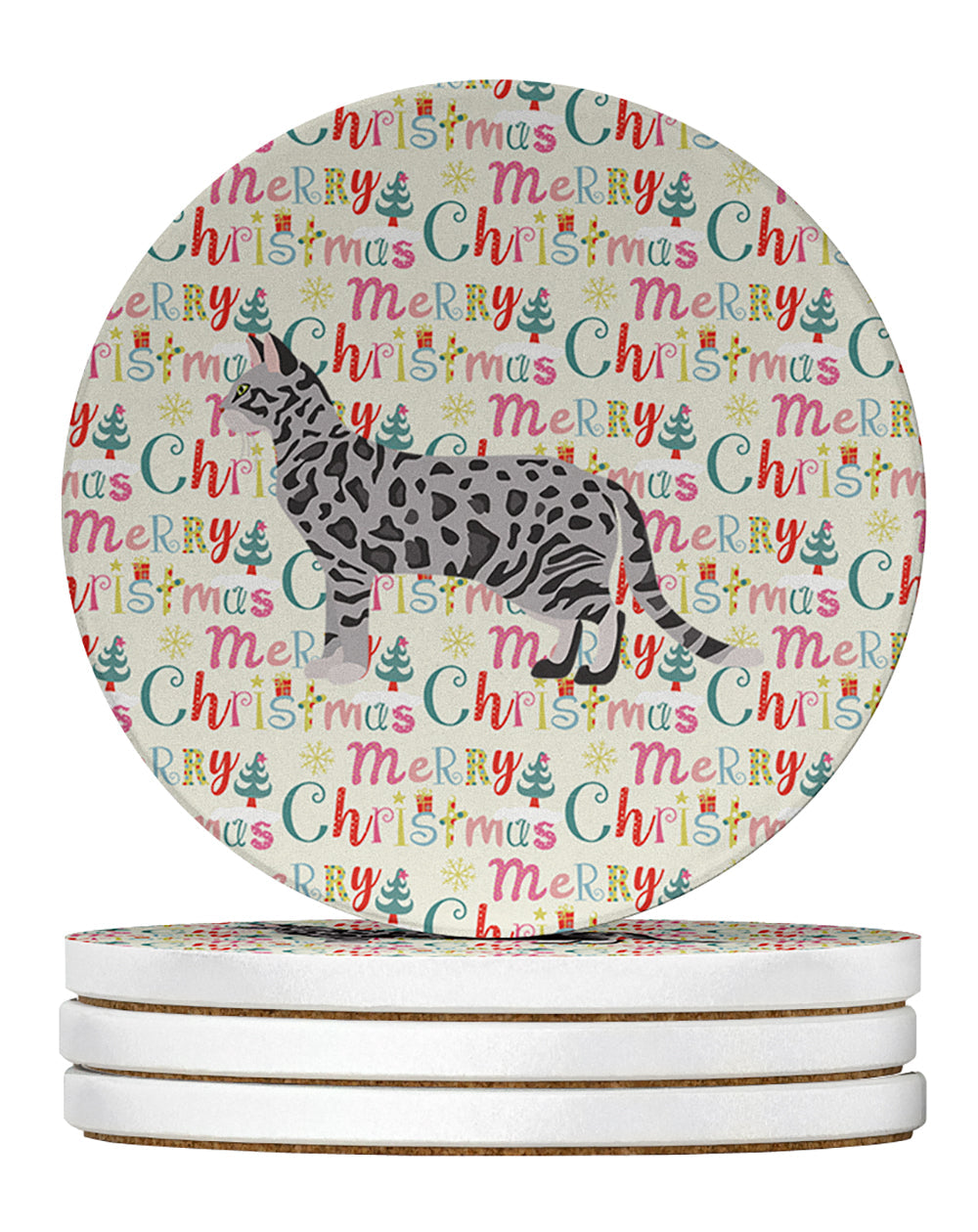 Cheetoh #2 Cat Christmas Large Sandstone Coasters Pack of 4