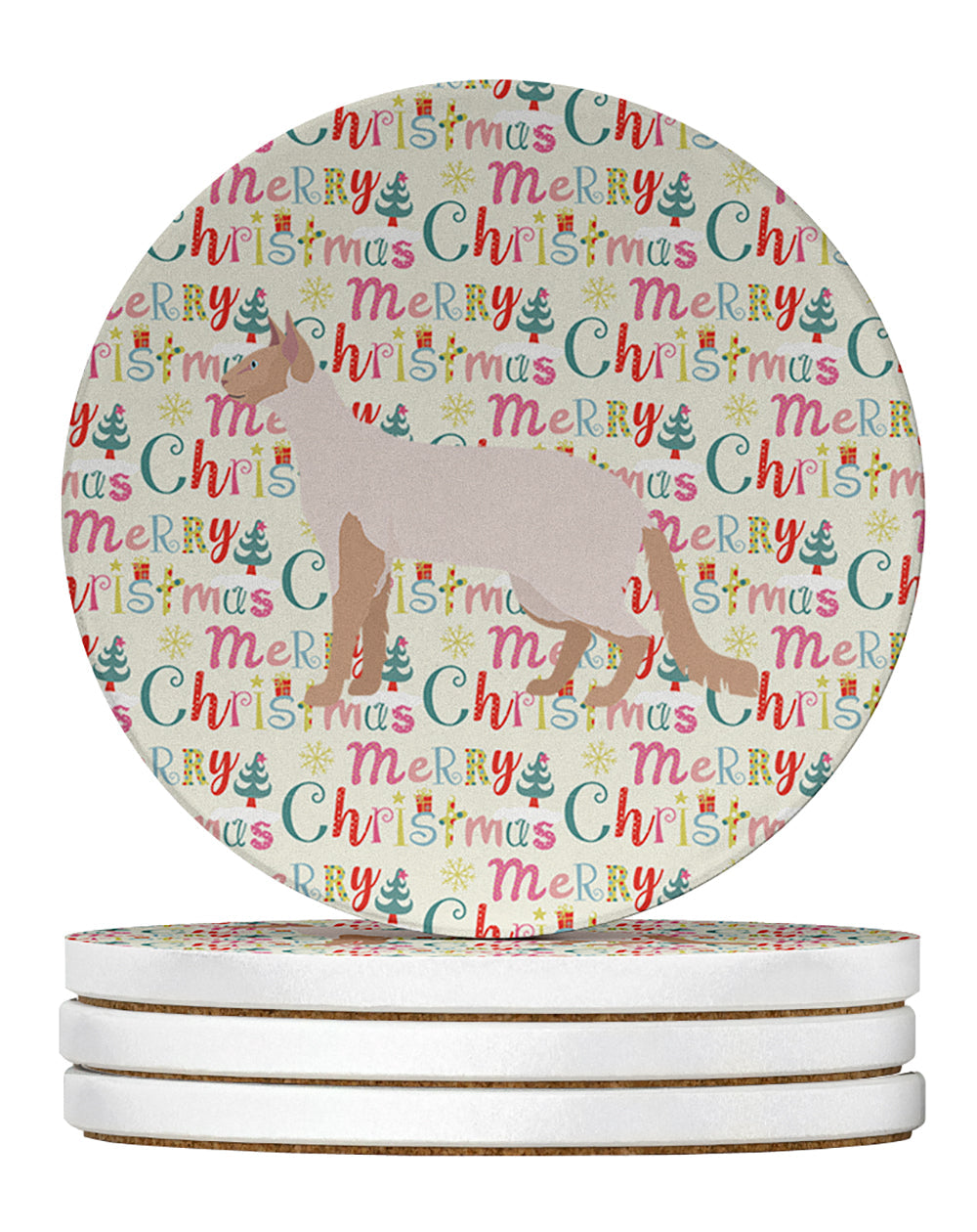 Colorpoint Longhair #2 Cat Christmas Large Sandstone Coasters Pack of 4