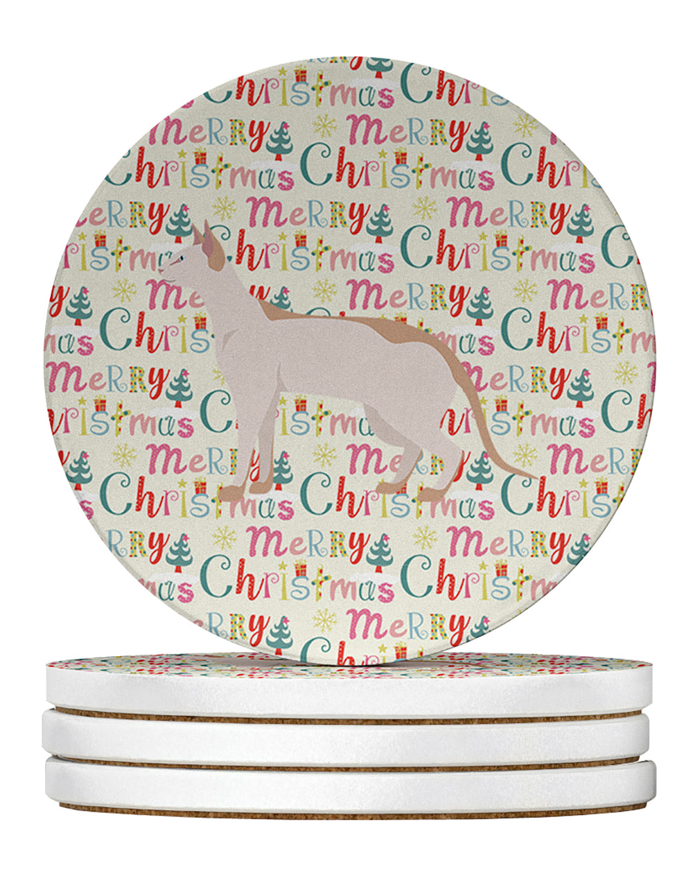 Colorpoint Shorthair #3 Cat Christmas Large Sandstone Coasters Pack of 4