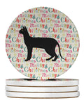 Black Cornish Rex Cat Christmas Large Sandstone Coasters Pack of 4