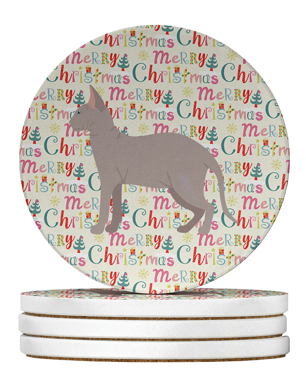 Don Sphynx Cat Christmas Large Sandstone Coasters Pack of 4