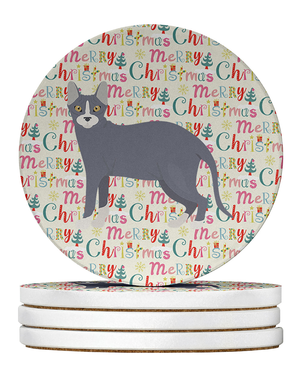 Don Sphynx #2 Cat Christmas Large Sandstone Coasters Pack of 4
