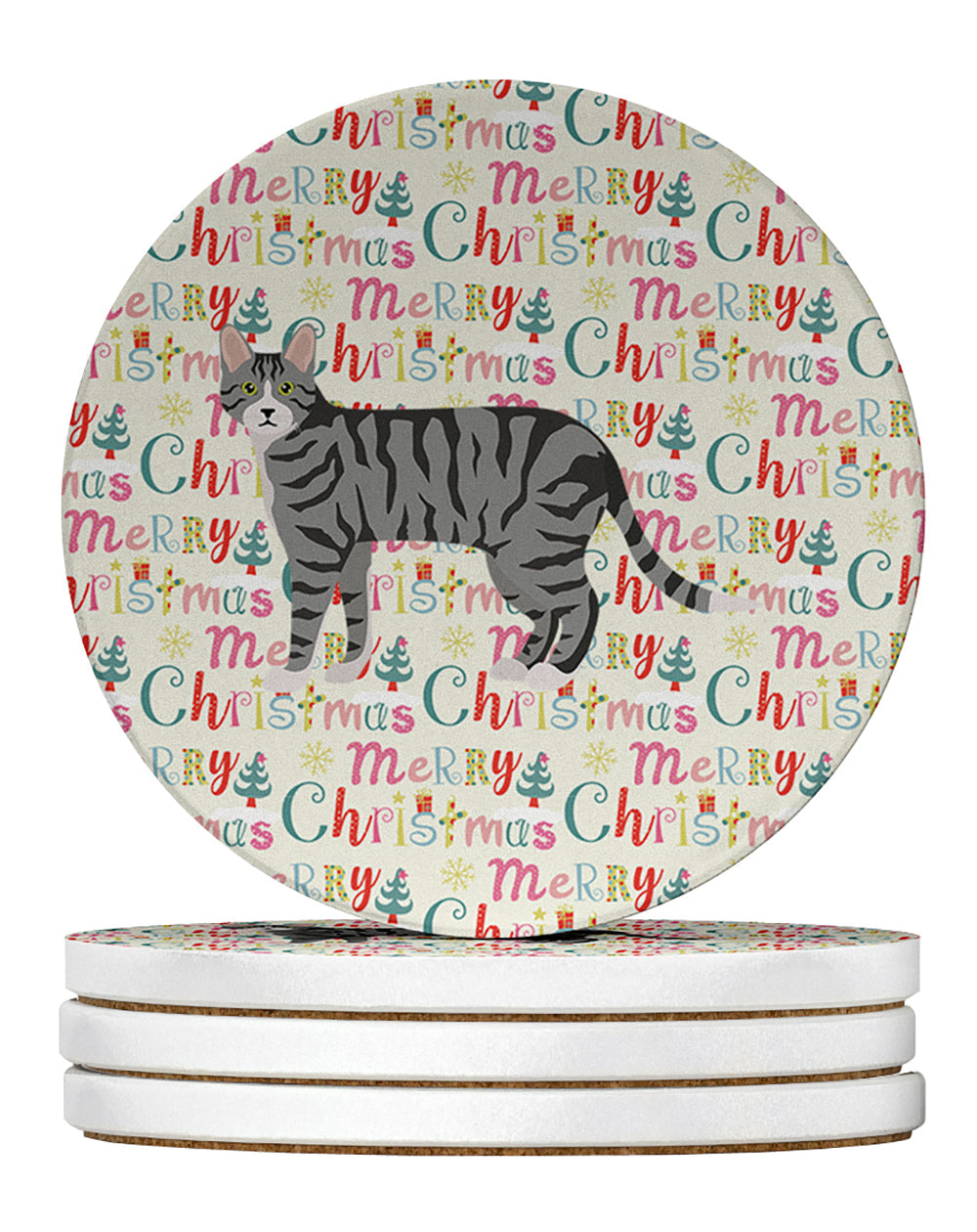 Dragon Li #1 Cat Christmas Large Sandstone Coasters Pack of 4