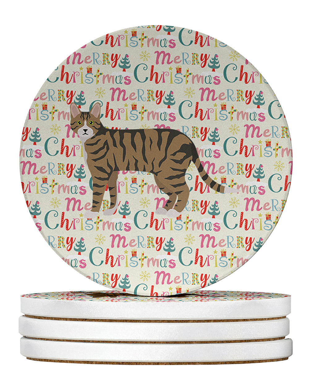 Dragon Li #2 Cat Christmas Large Sandstone Coasters Pack of 4