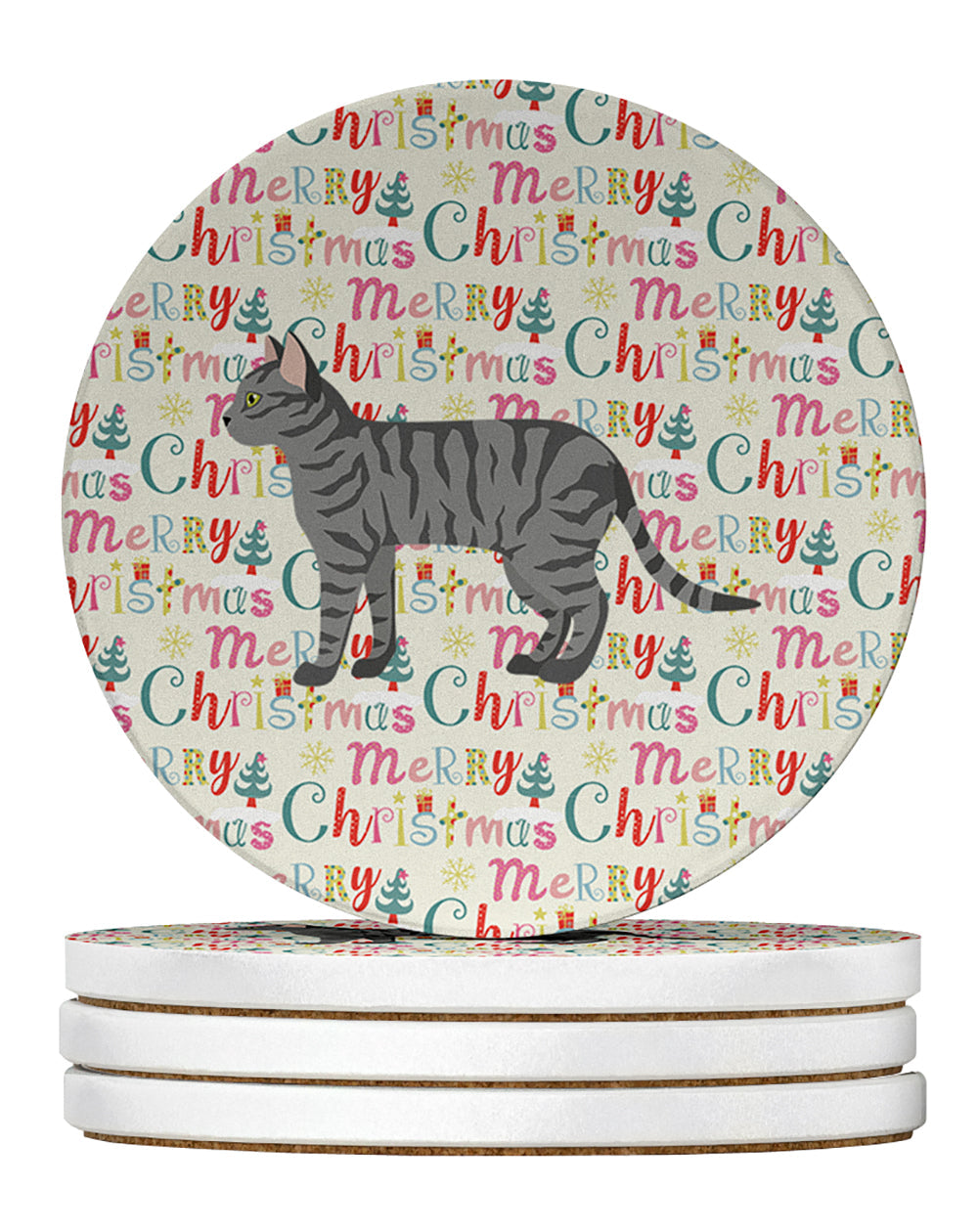 Dragon Li #3 Cat Christmas Large Sandstone Coasters Pack of 4