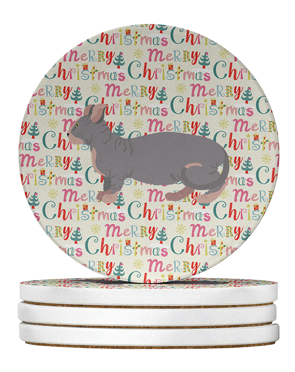 Dwelf #1 Cat Christmas Large Sandstone Coasters Pack of 4
