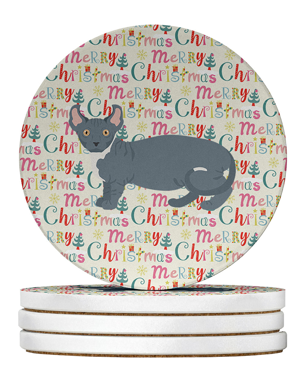 Dwelf #2 Cat Christmas Large Sandstone Coasters Pack of 4
