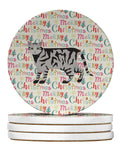 European Shorthair #2 Cat Christmas Large Sandstone Coasters Pack of 4
