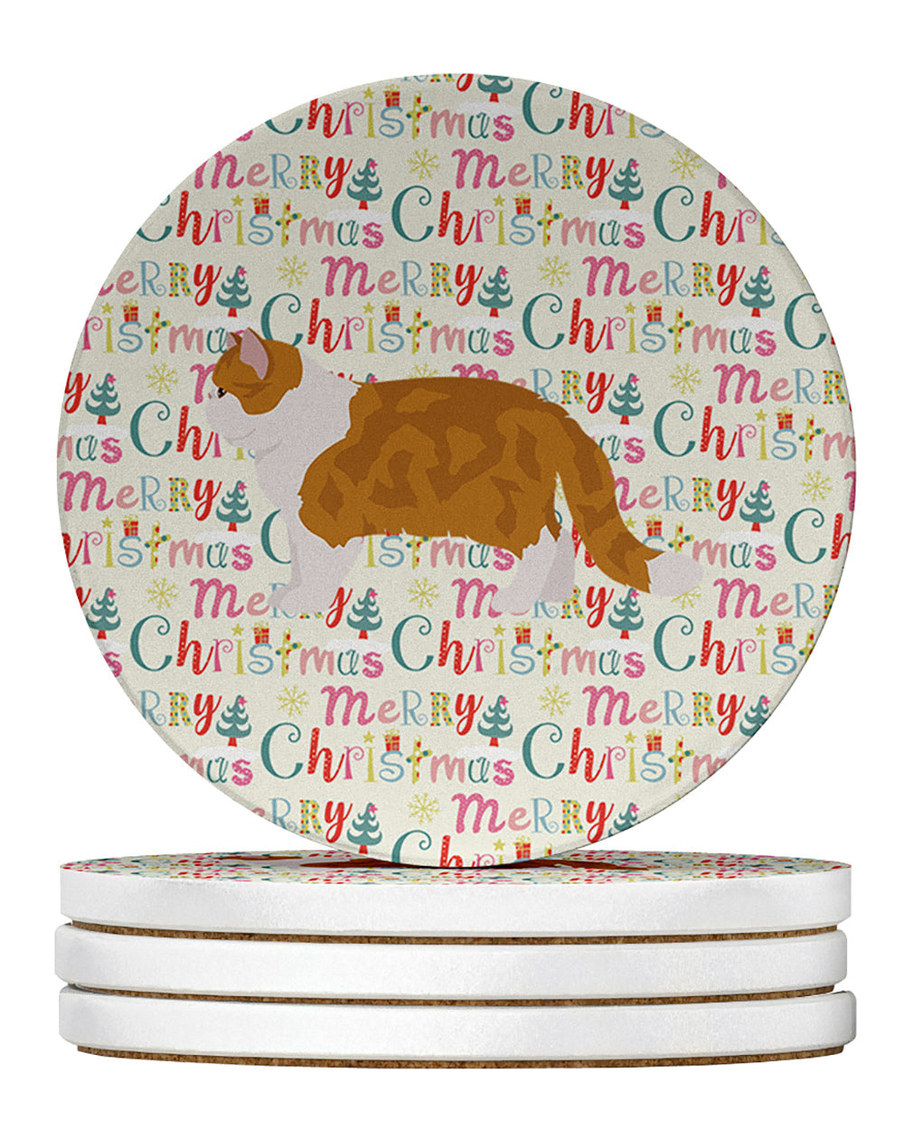 Exotic Shorthair #1 Cat Christmas Large Sandstone Coasters Pack of 4
