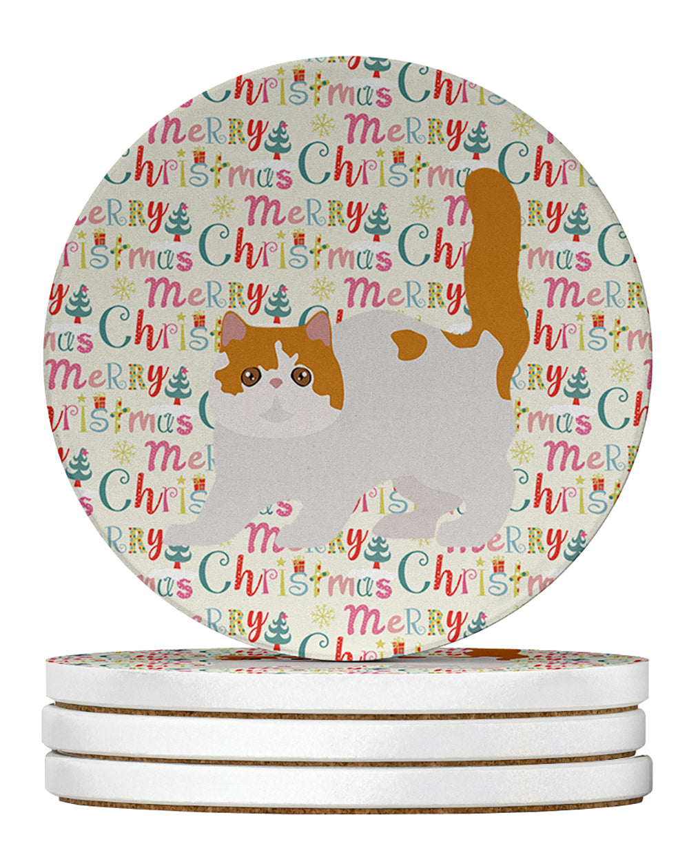 Exotic Shorthair #4 Cat Christmas Large Sandstone Coasters Pack of 4