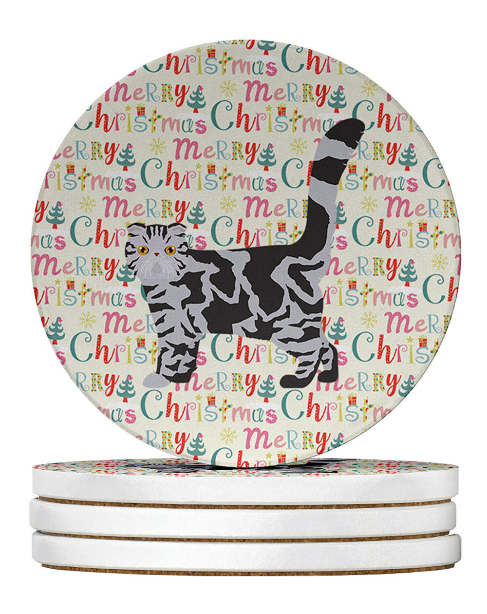 Foldex Exotic Fold #1 Cat Christmas Large Sandstone Coasters Pack of 4
