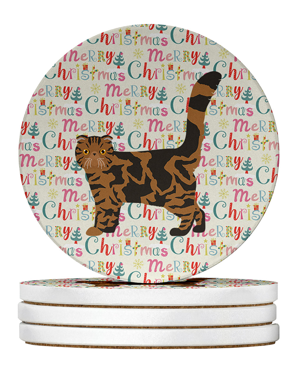 Foldex Exotic Fold #2 Cat Christmas Large Sandstone Coasters Pack of 4