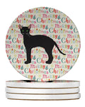 Black German Rex Cat Christmas Large Sandstone Coasters Pack of 4