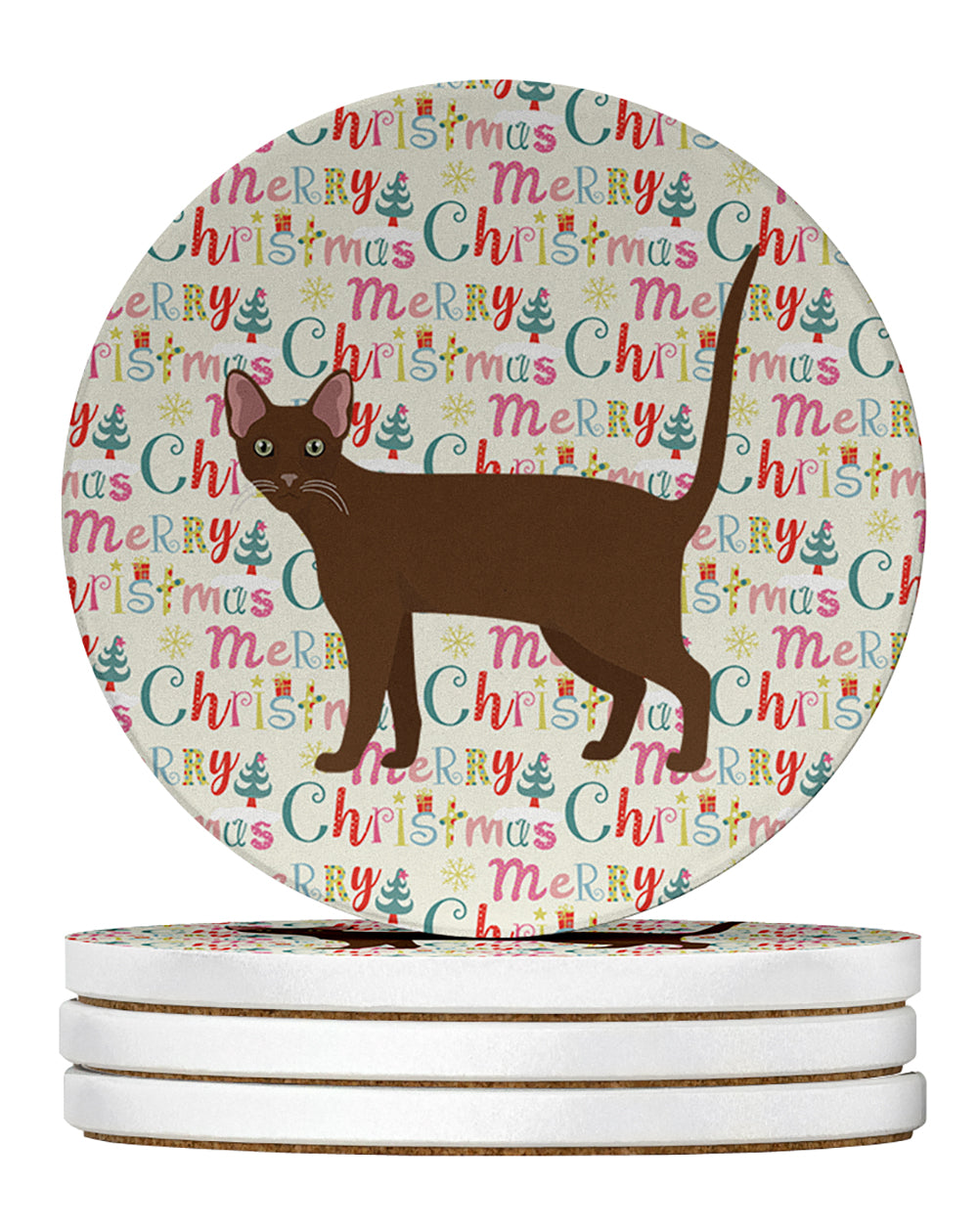 Havana Brown Cat Christmas Large Sandstone Coasters Pack of 4