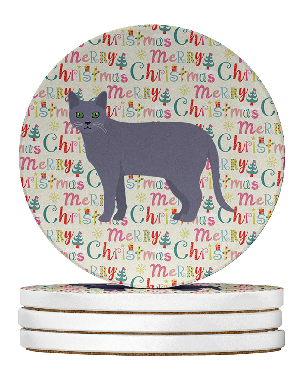 Korat #1 Cat Christmas Large Sandstone Coasters Pack of 4