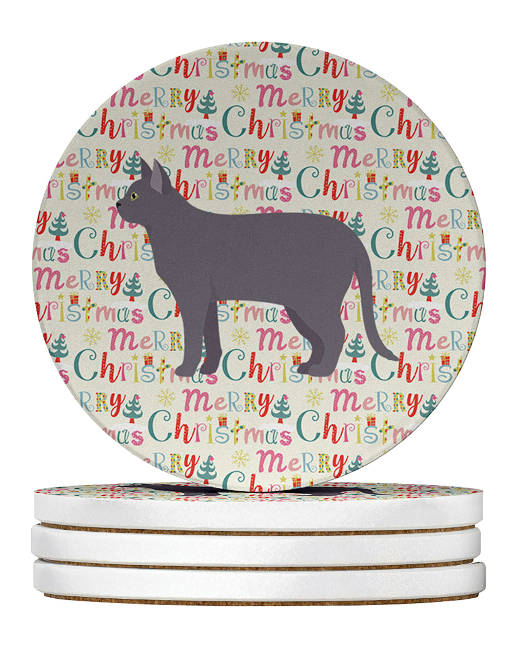 Korat #2 Cat Christmas Large Sandstone Coasters Pack of 4