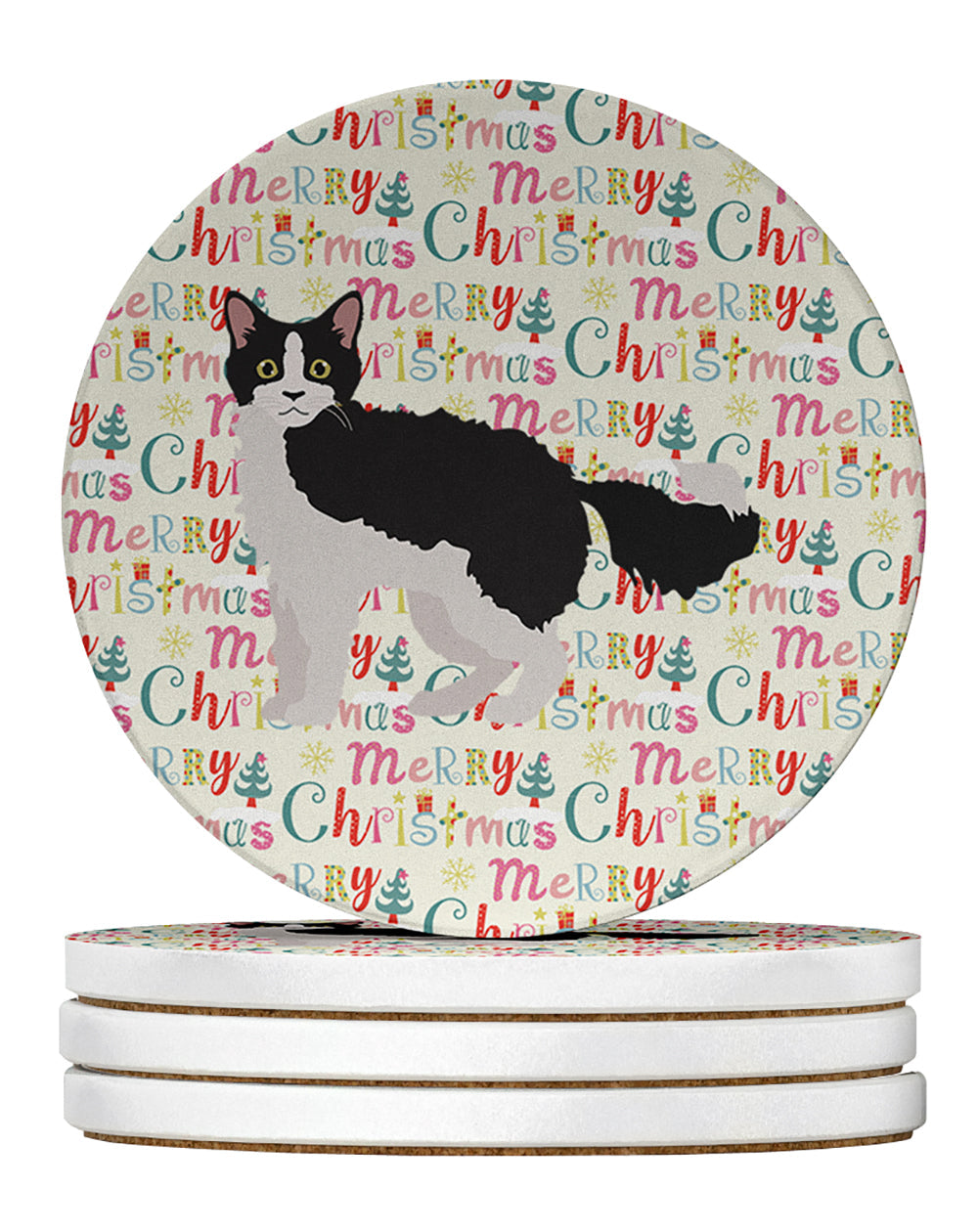 La Perm #1 Cat Christmas Large Sandstone Coasters Pack of 4