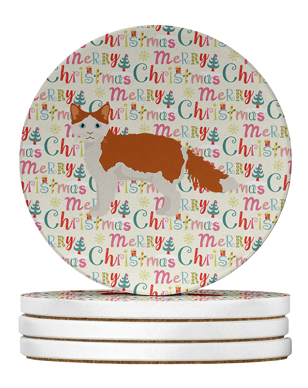 La Perm #2 Cat Christmas Large Sandstone Coasters Pack of 4