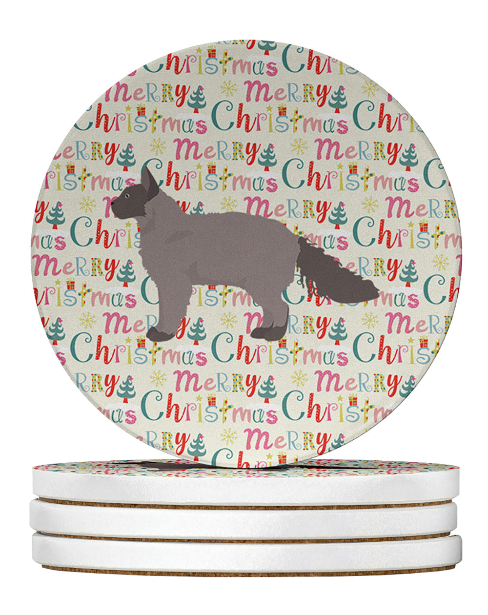 La Perm #3 Cat Christmas Large Sandstone Coasters Pack of 4