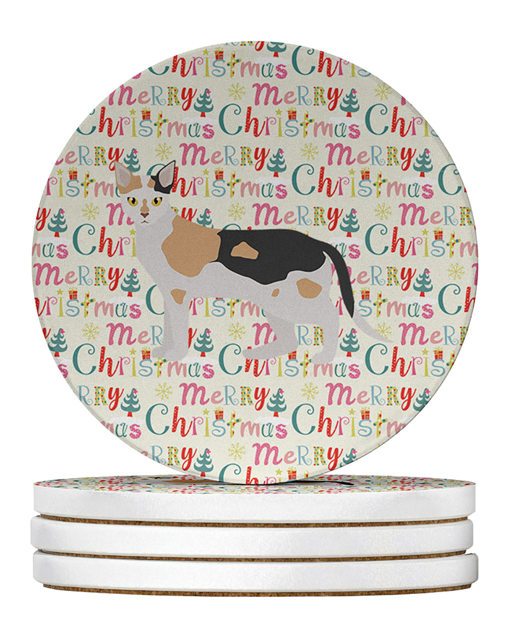 Malayan #1 Cat Christmas Large Sandstone Coasters Pack of 4