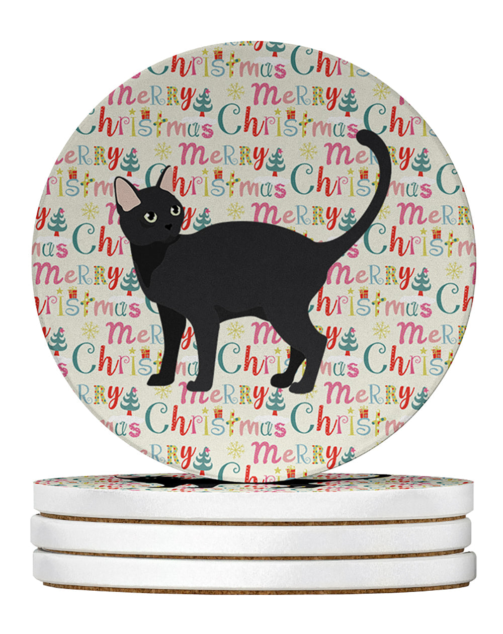 Malayan #2 Cat Christmas Large Sandstone Coasters Pack of 4