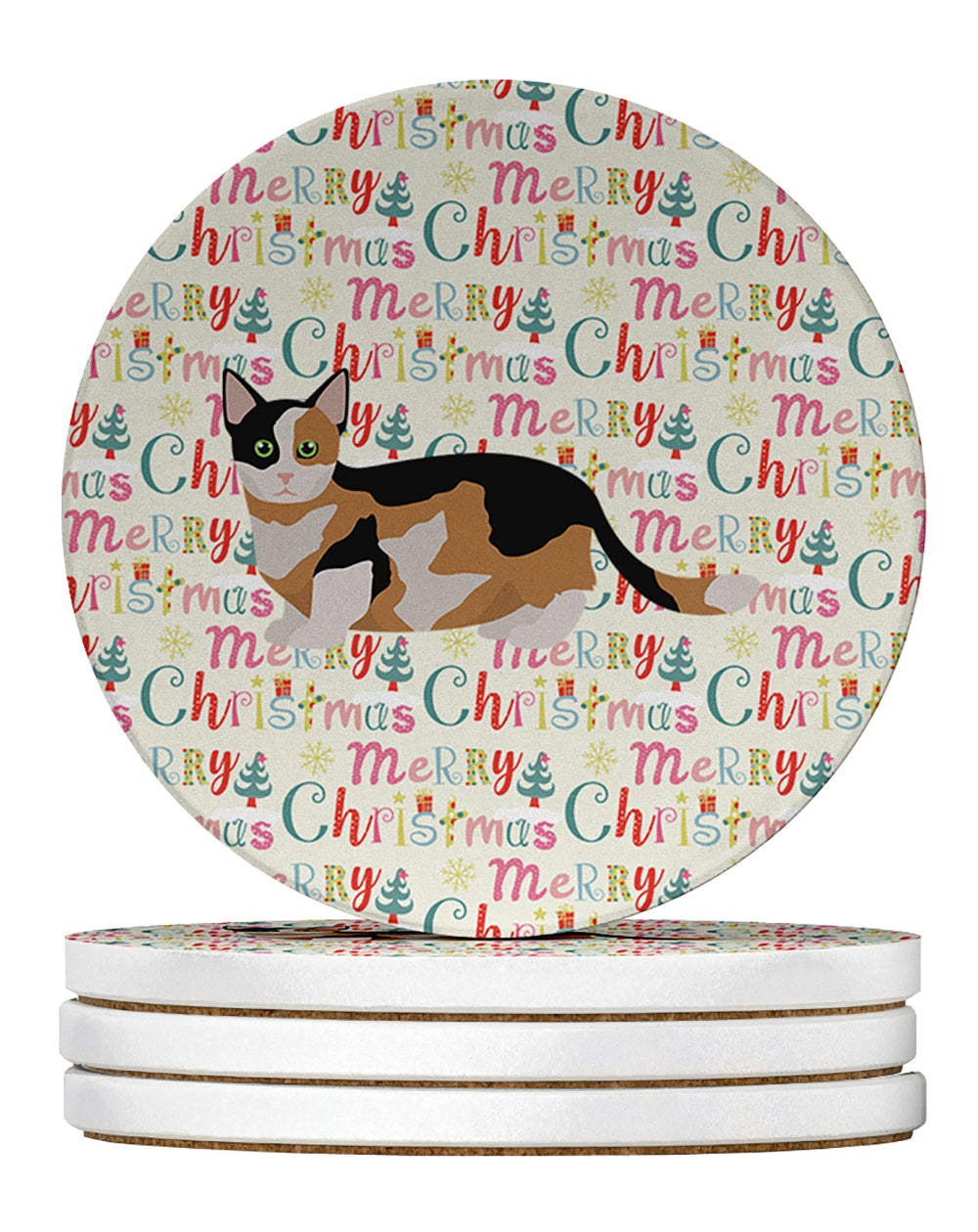 Munchkin Cat Christmas Large Sandstone Coasters Pack of 4
