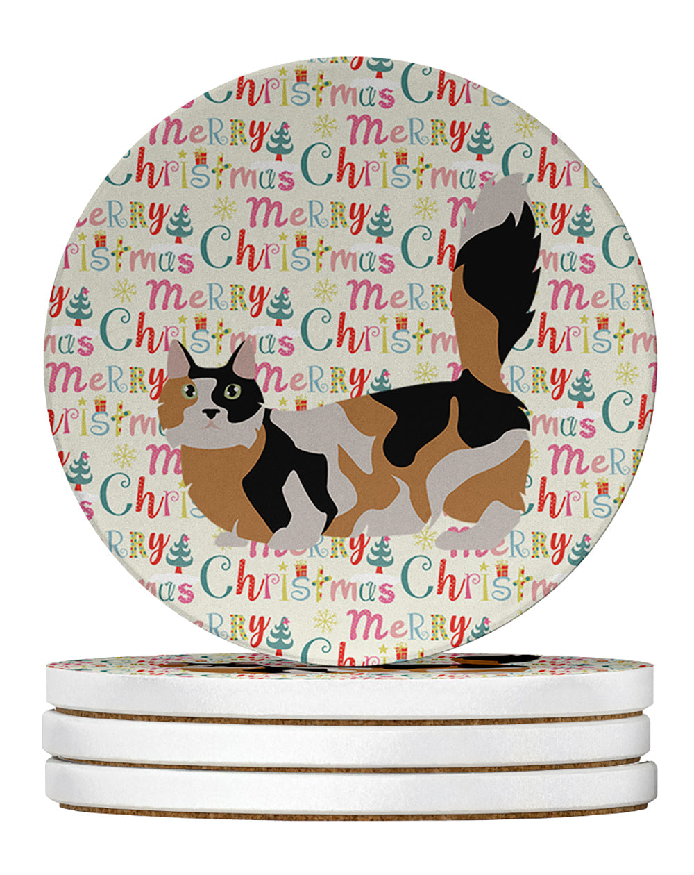 Munchkin #3 Cat Christmas Large Sandstone Coasters Pack of 4