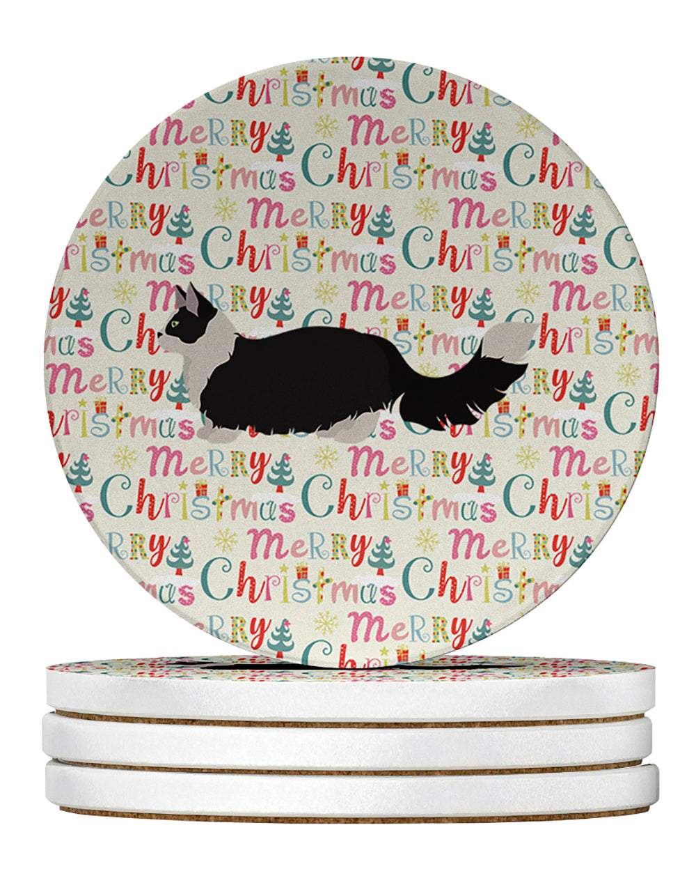 Napoleon #2 Cat Christmas Large Sandstone Coasters Pack of 4