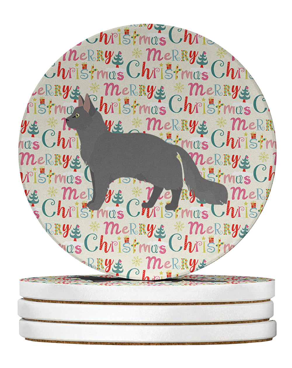 Nebelung #2 Cat Christmas Large Sandstone Coasters Pack of 4