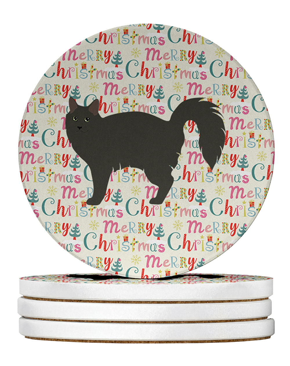 Nebelung #3 Cat Christmas Large Sandstone Coasters Pack of 4