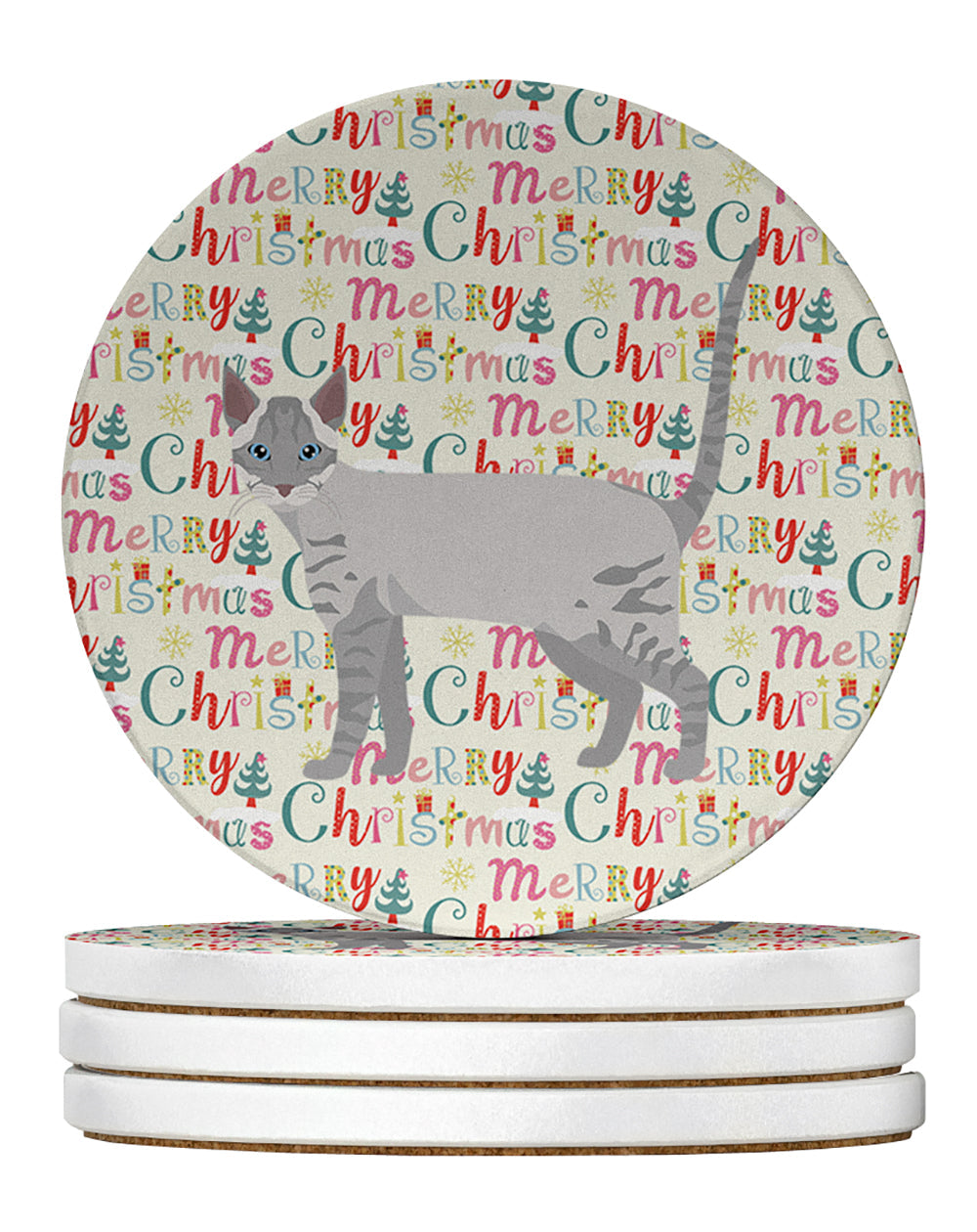 Ojos Azules Cat Christmas Large Sandstone Coasters Pack of 4