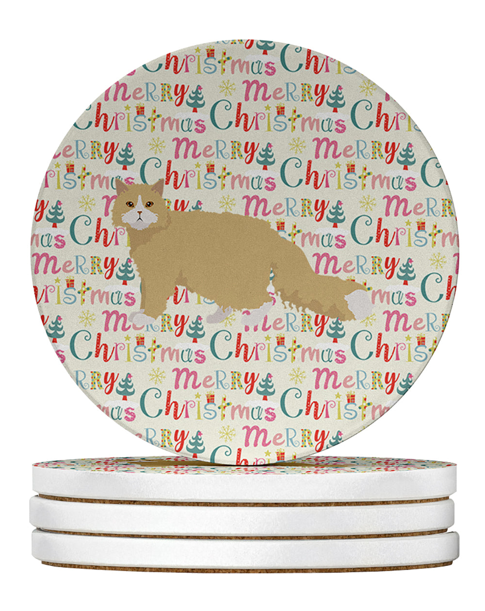 Oregon Rex Cat Christmas Large Sandstone Coasters Pack of 4
