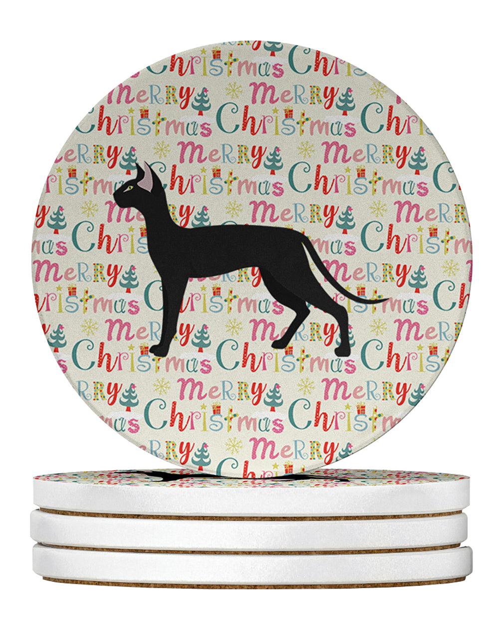 Oriental Shorthair #1 Cat Christmas Large Sandstone Coasters Pack of 4