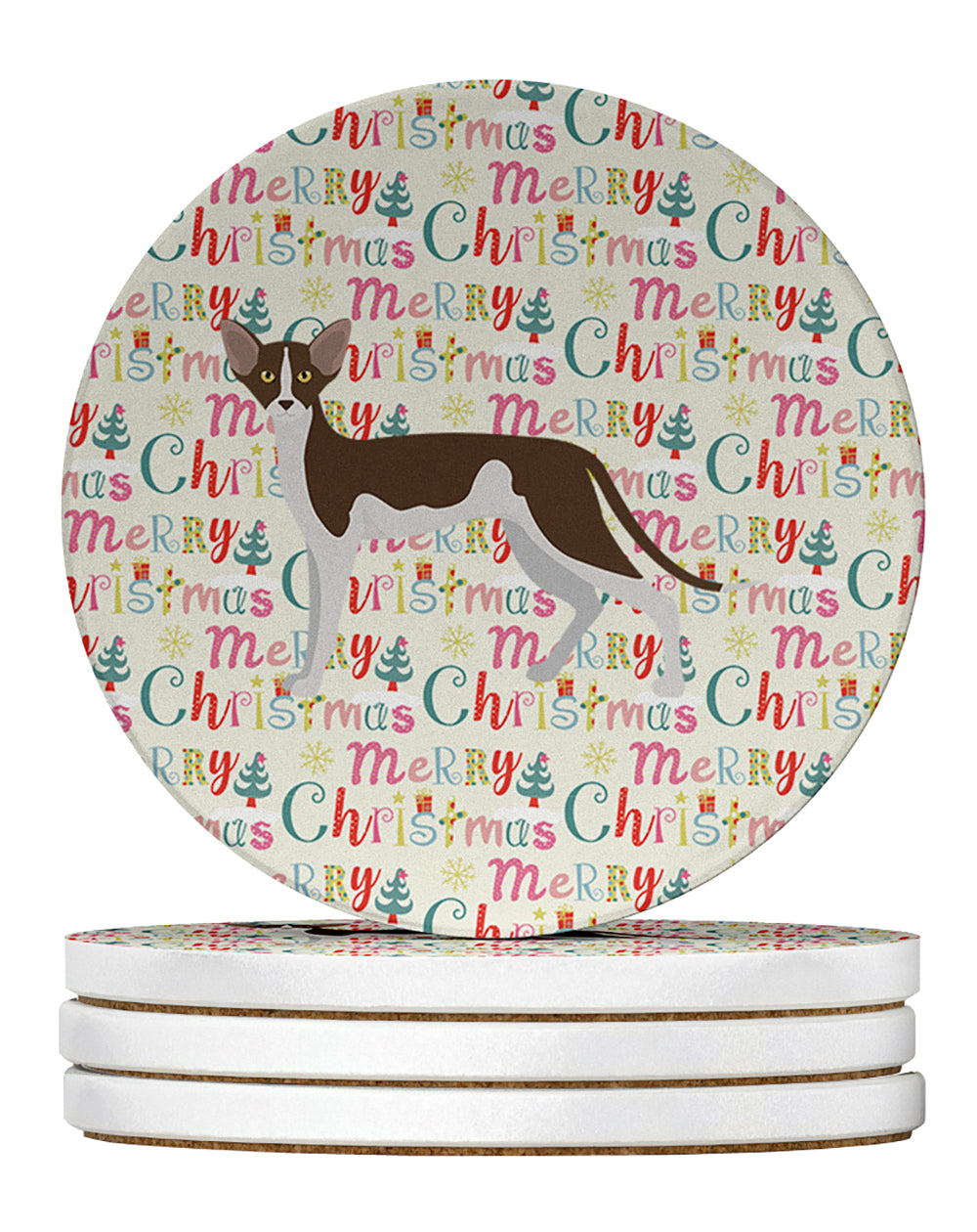 Oriental Shorthair #2 Cat Christmas Large Sandstone Coasters Pack of 4