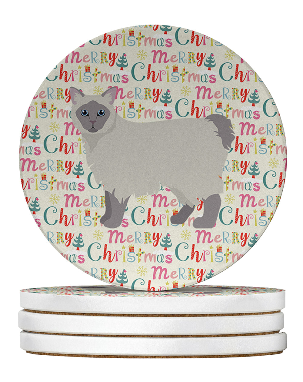 Owyhee Bob #1 Cat Christmas Large Sandstone Coasters Pack of 4