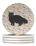Black Persian Traditional Cat Christmas Large Sandstone Coasters Pack of 4