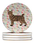 Pixie Bob #1 Cat Christmas Large Sandstone Coasters Pack of 4
