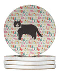 Poodle Cat #1 Cat Christmas Large Sandstone Coasters Pack of 4