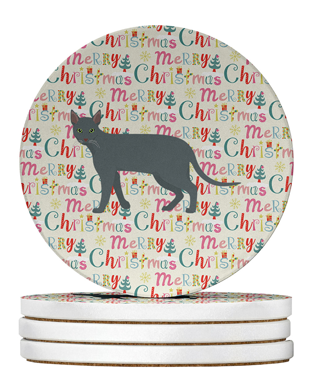 Raas Cat Christmas Large Sandstone Coasters Pack of 4