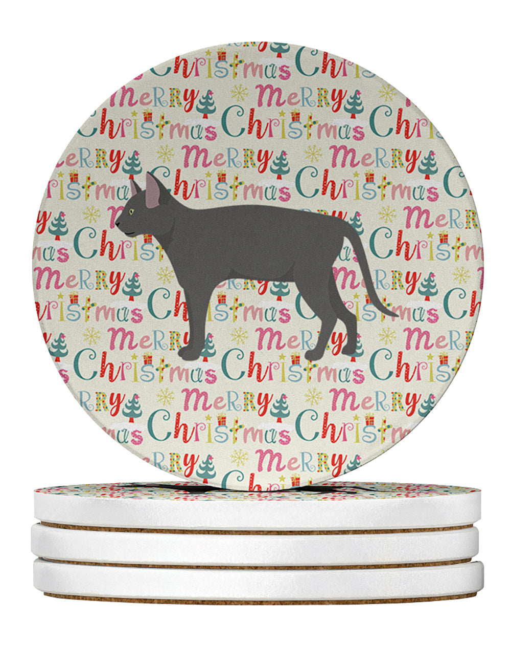 Russian Blue #2 Cat Christmas Large Sandstone Coasters Pack of 4