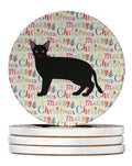 Russian White Black #1 Cat Christmas Large Sandstone Coasters Pack of 4