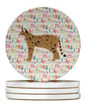 Savannah #2 Cat Christmas Large Sandstone Coasters Pack of 4