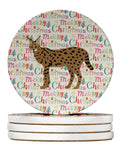 Savannah #3 Cat Christmas Large Sandstone Coasters Pack of 4