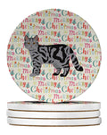 Scottish Straight Cat Christmas Large Sandstone Coasters Pack of 4