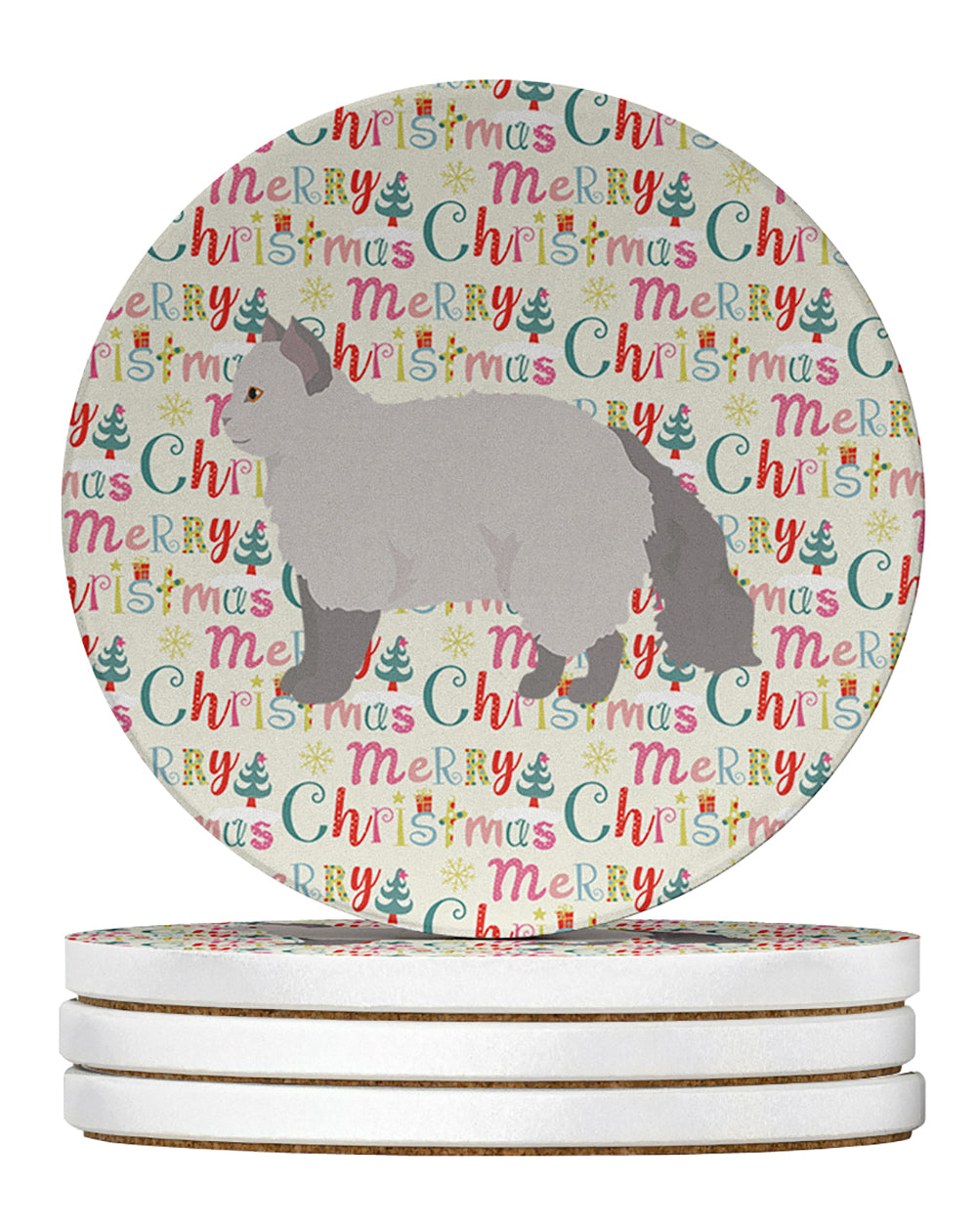 Selkirk Rex #2 Cat Christmas Large Sandstone Coasters Pack of 4