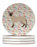 Siamese Modern #2 Cat Christmas Large Sandstone Coasters Pack of 4