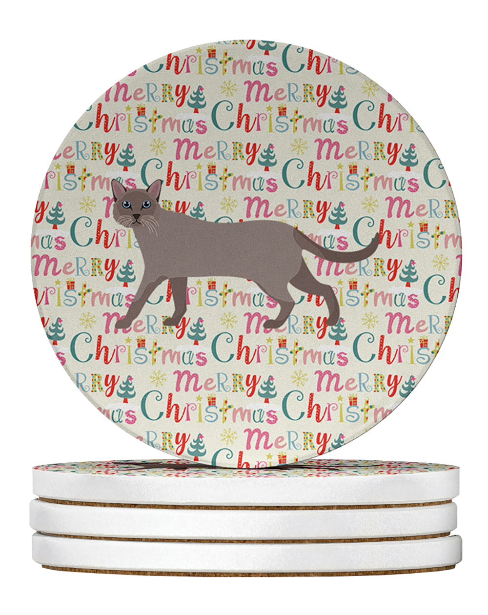 Siamese Traditional #1 Cat Christmas Large Sandstone Coasters Pack of 4