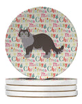 Siberian Forest #1 Cat Christmas Large Sandstone Coasters Pack of 4