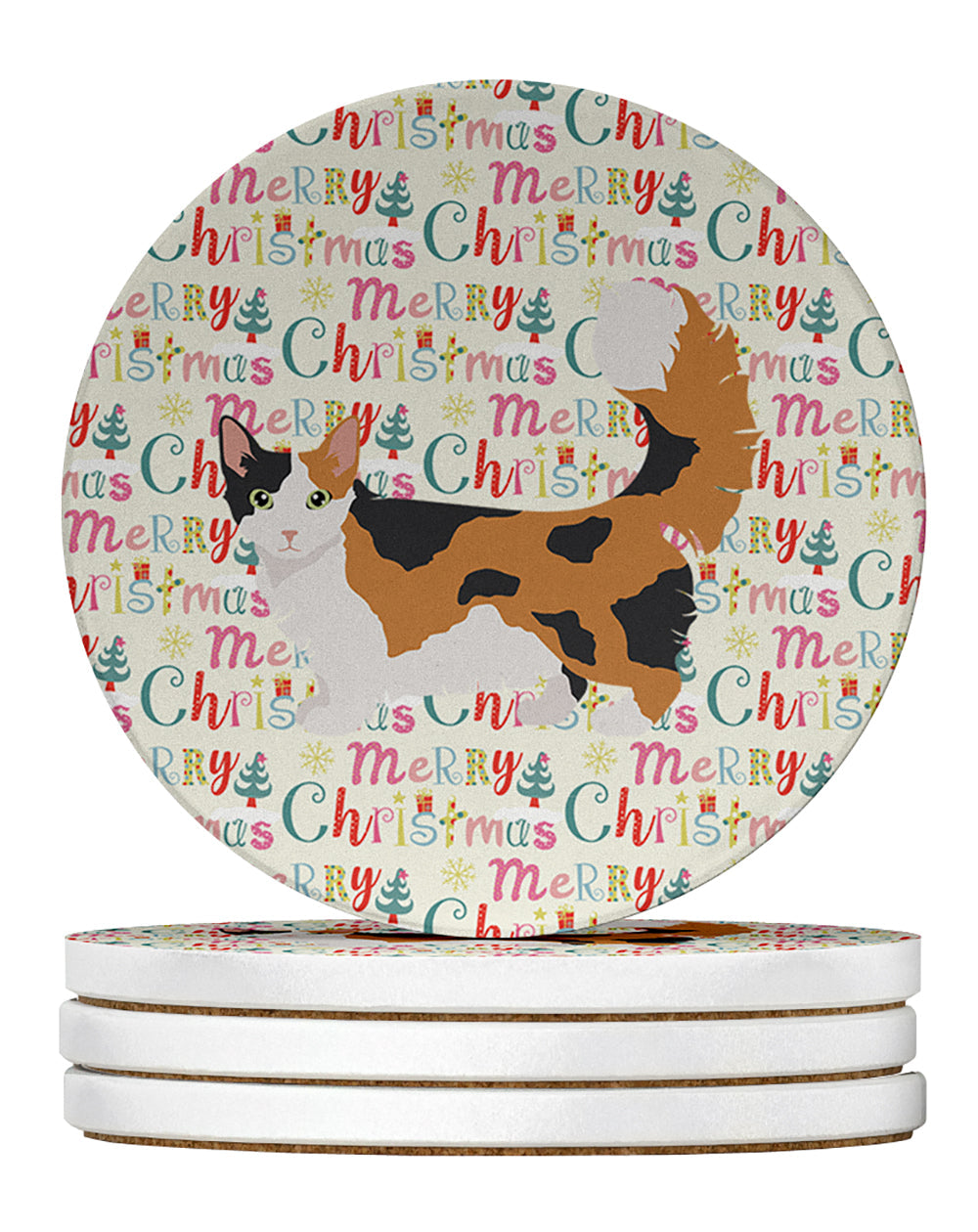 Skookum Cat Christmas Large Sandstone Coasters Pack of 4